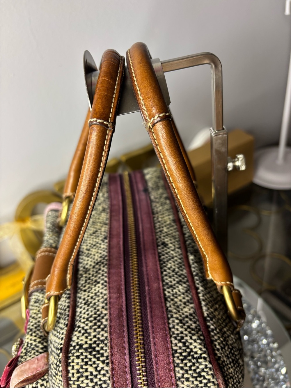 Coach 2005 vintage Soho Tweed Y2K Swarovski Bow satchel w/matching wristlet GUC - Picture 9 of 17